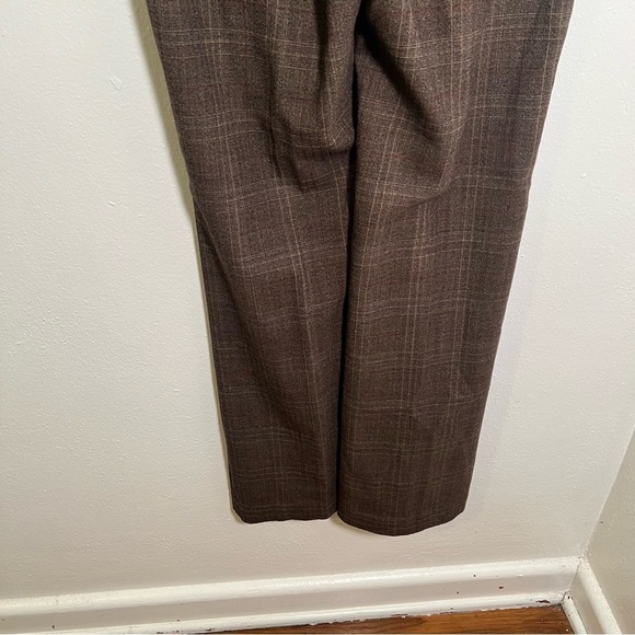 Express Design Studio Editor Dress Pant Trousers Brown Plaid 6 - Picture 7 of 9
